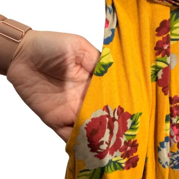 Matilda Jane Yellow Floral Wrap Midi Dress Short Sleeve Tie Waist Pockets S - Picture 4 of 8